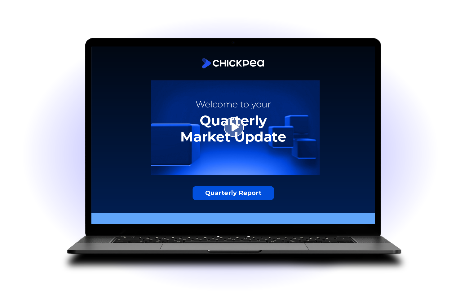 Personalised Quarterly Market Update video on a laptop