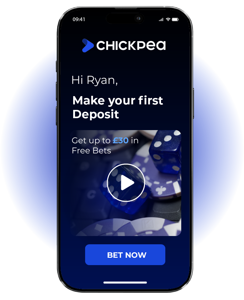 Personalised first-deposit video for Ryan on a phone